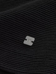 Black Single Relaxed Fit Ottoman Texture 100% Cotton T-Shirts - Image 8 of 9