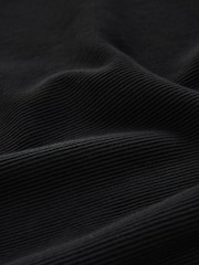 Black Single Relaxed Fit Ottoman Texture 100% Cotton T-Shirts - Image 9 of 9