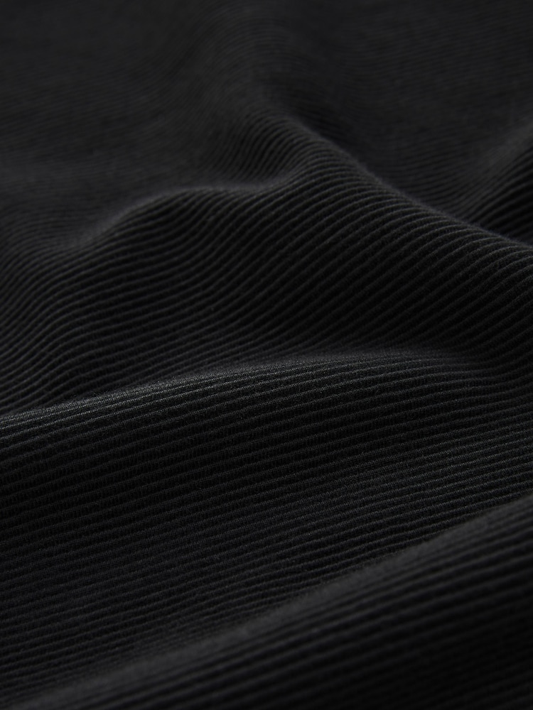 Black Single Relaxed Fit Ottoman Texture 100% Cotton T-Shirts - Image 9 of 9