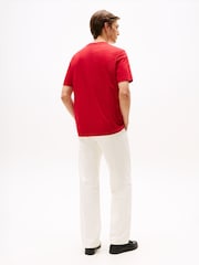 Tommy Hilfiger Red Logo Embroidery Insert Jersey T-Shirt - Image 3 of 6