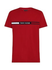 Tommy Hilfiger Red Logo Embroidery Insert Jersey T-Shirt - Image 5 of 6