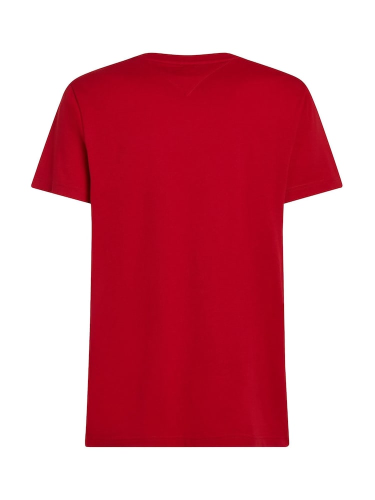 Tommy Hilfiger Red Logo Embroidery Insert Jersey T-Shirt - Image 6 of 6