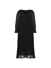Live Unlimited Curve Flock Star Flute Sleeve Midi Black Dress - Image 4 of 4