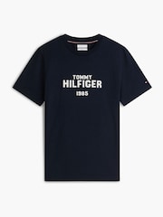Tommy Hilfiger Blue Contrast Logo Crew Neck Jersey T-Shirt - Image 5 of 6