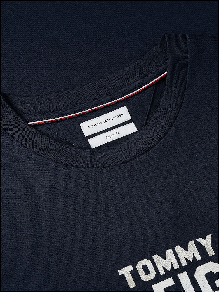 Tommy Hilfiger Blue Contrast Logo Crew Neck Jersey T-Shirt - Image 6 of 6 Tommy Hilfiger Blue Contrast Logo Crew Neck Jersey T-Shirt - Image 6 of 6