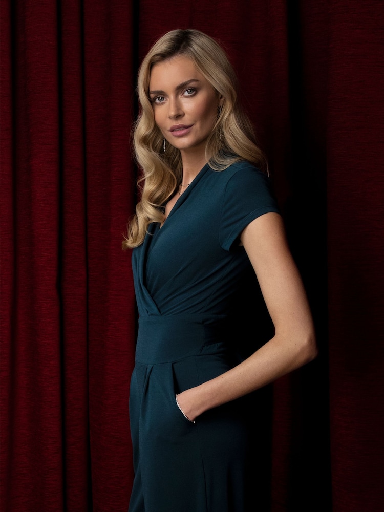 HotSquash Teal Blue Cap Sleeved Wide Leg Jumpsuit - Image 2 of 6