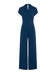 HotSquash Teal Blue Cap Sleeved Wide Leg Jumpsuit - Image 6 of 6