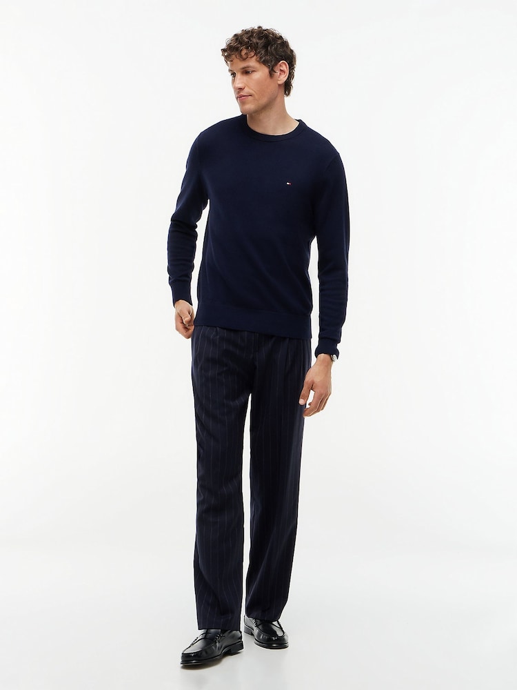 Tommy Hilfiger Sky Blue Crew Neck Jumper With Cashmere - Image 2 of 6 Tommy Hilfiger Sky Blue Crew Neck Jumper With Cashmere - Image 2 of 6