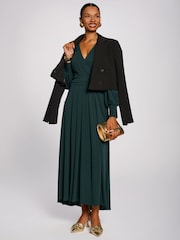 Vert - Jolie Moi Long Sleeve V-Neck Jersey Maxi Dress - Image 4 de 6