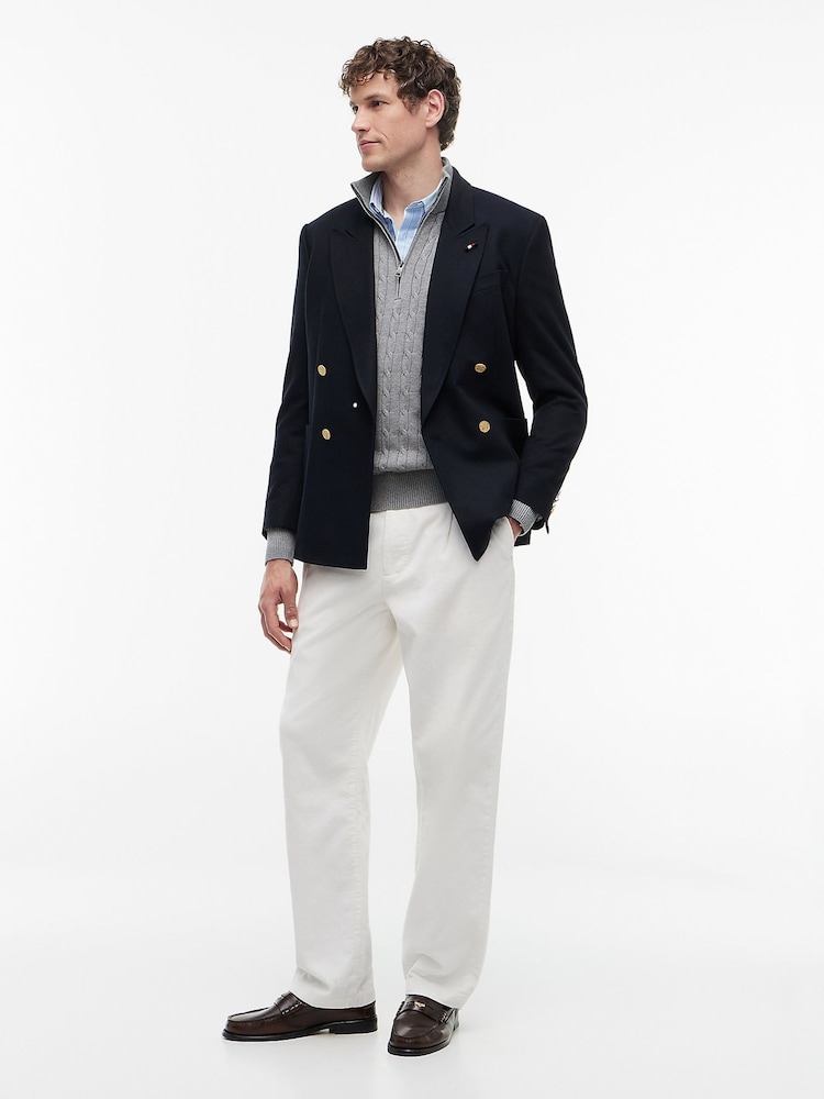 رمادي - كنزة محبوكة بنمط مجدول وربع سحّاب من Tommy Hilfiger - صورة 2 من 7