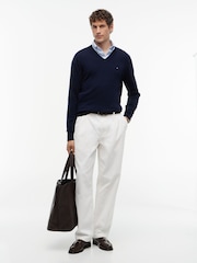 Tommy Hilfiger Blue V-Neck Jumper With Cashmere - Image 3 of 5