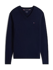 Tommy Hilfiger Blue V-Neck Jumper With Cashmere - Image 5 of 5