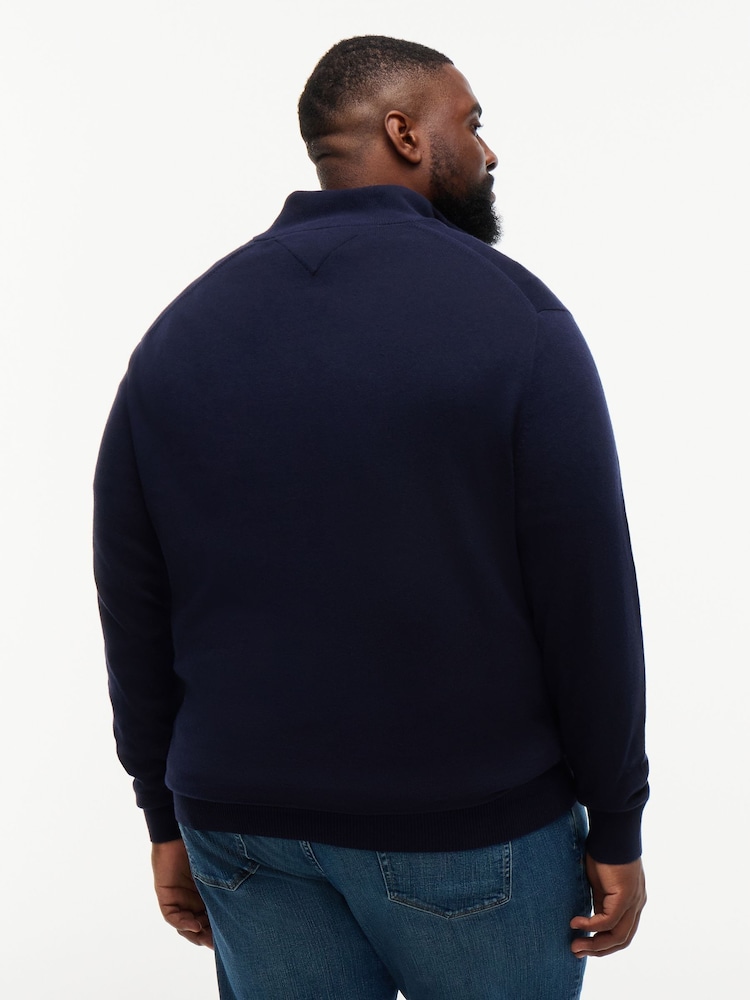 Tommy Hilfiger Blue Plus Quarter-Zip Jumper With Cashmere - Image 2 of 5