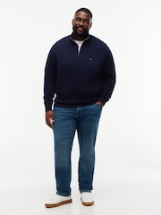 Tommy Hilfiger Blue Plus Quarter-Zip Jumper With Cashmere - Image 3 of 5