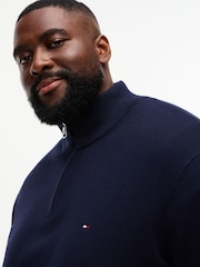 Tommy Hilfiger Blue Plus Quarter-Zip Jumper With Cashmere - Image 4 of 5