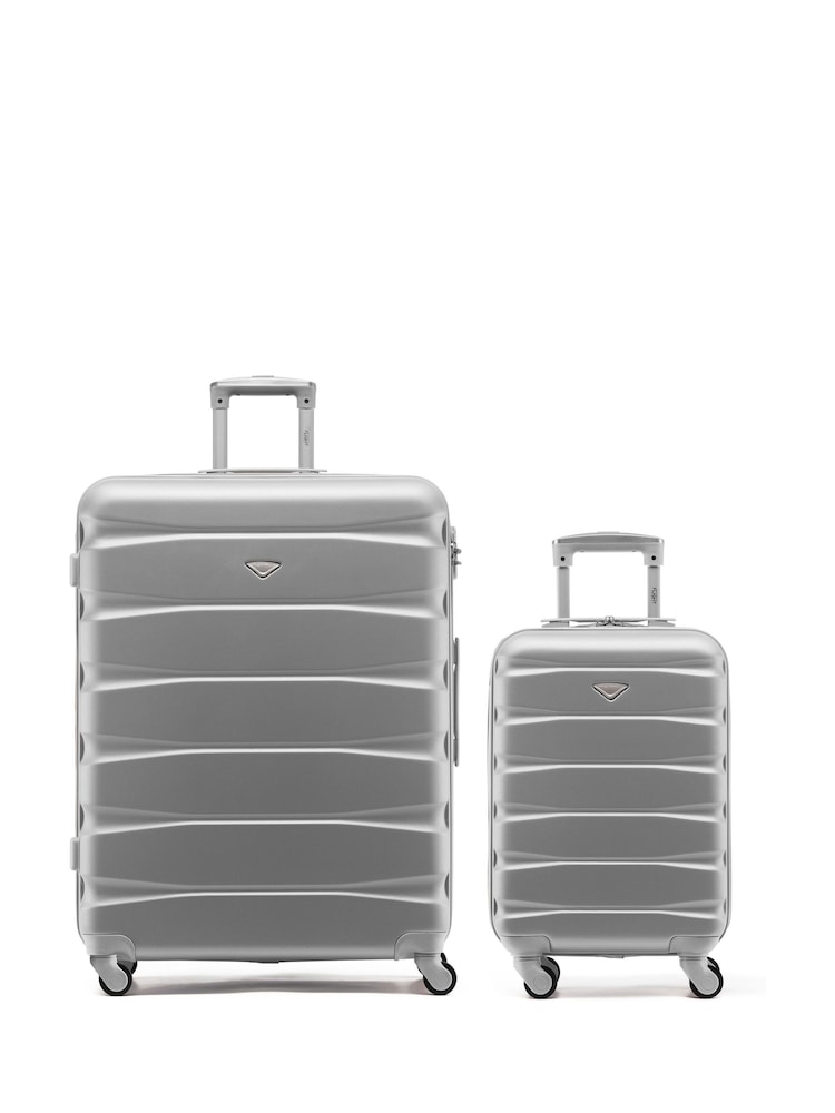 Set Of 2 Large Check-In & Small Carry-On Hardcase Travel Suitcase - Image 1 of 7 Set Of 2 Large Check-In & Small Carry-On Hardcase Travel Suitcase - Image 1 of 7