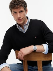 Tommy Hilfiger Black V-Neck Jumper With Cashmere - Image 3 of 6