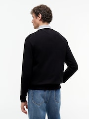 Tommy Hilfiger Black V-Neck Jumper With Cashmere - Image 4 of 6
