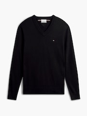 Tommy Hilfiger Black V-Neck Jumper With Cashmere - Image 5 of 6