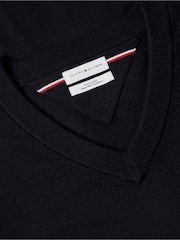 Tommy Hilfiger Black V-Neck Jumper With Cashmere - Image 6 of 6