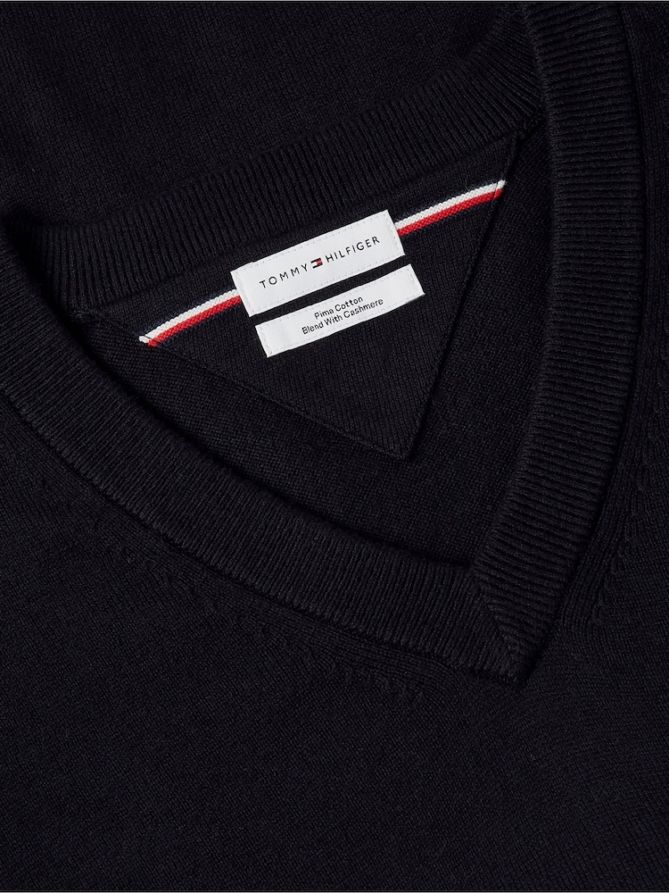 Tommy Hilfiger Black V-Neck Jumper With Cashmere - Image 6 of 6 Tommy Hilfiger Black V-Neck Jumper With Cashmere - Image 6 of 6