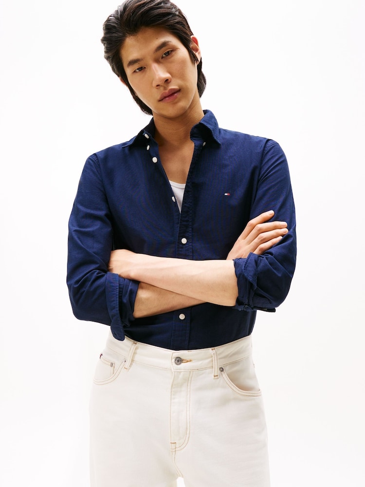Tommy Hilfiger Navy Blue Regular Fit Oxford Shirt - Image 1 of 6 Tommy Hilfiger Navy Blue Regular Fit Oxford Shirt - Image 1 of 6