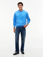 Tommy Hilfiger Blue Tonal Logo Embroidery Relaxed Sweatshirt - Image 3 of 5