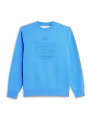 Tommy Hilfiger Blue Tonal Logo Embroidery Relaxed Sweatshirt - Image 5 of 5