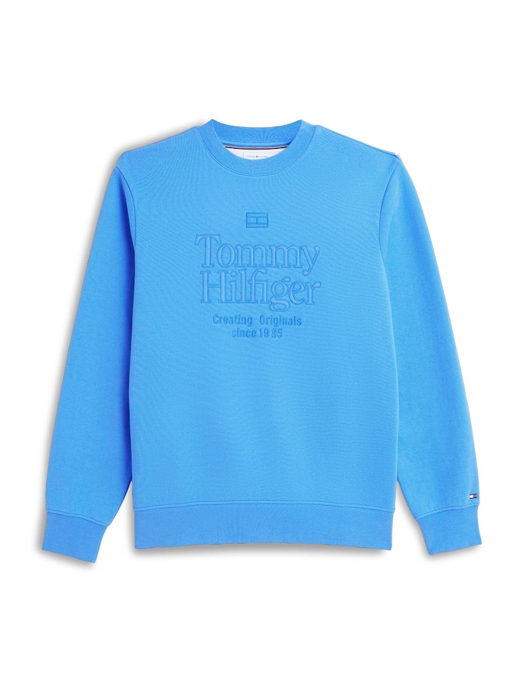 Tommy Hilfiger Blue Tonal Logo Embroidery Relaxed Sweatshirt - Image 5 of 5 Tommy Hilfiger Blue Tonal Logo Embroidery Relaxed Sweatshirt - Image 5 of 5