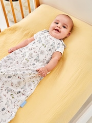 JoJo Maman Bébé White Safari Print 1 Tog Baby Sheet Sleeping Bag - Image 1 of 3