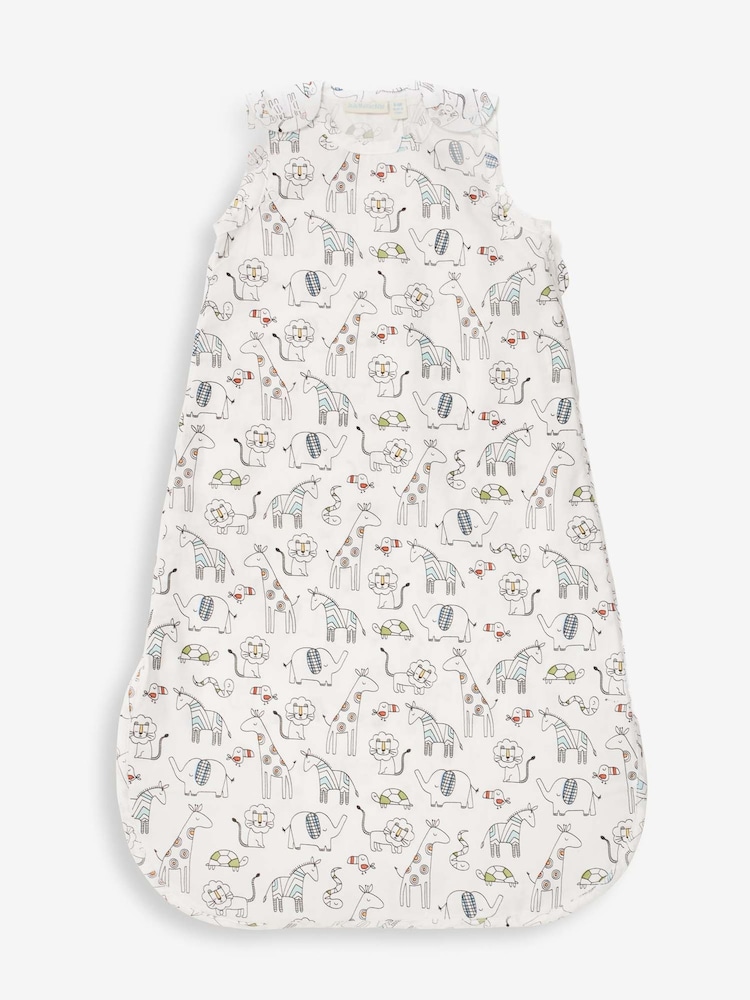 JoJo Maman Bébé White Safari Print 1 Tog Baby Sheet Sleeping Bag - Image 2 of 3
