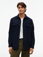 Tommy Hilfiger Blue Relaxed Fit Wool Blend Shirt - Image 1 of 5