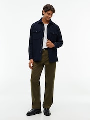 Tommy Hilfiger Blue Relaxed Fit Wool Blend Shirt - Image 3 of 5
