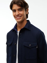Tommy Hilfiger Blue Relaxed Fit Wool Blend Shirt - Image 4 of 5