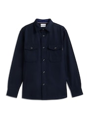 Tommy Hilfiger Blue Relaxed Fit Wool Blend Shirt - Image 5 of 5