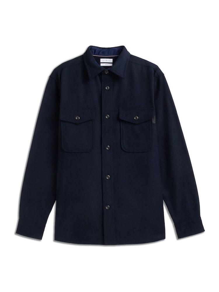 Tommy Hilfiger Blue Relaxed Fit Wool Blend Shirt - Image 5 of 5 Tommy Hilfiger Blue Relaxed Fit Wool Blend Shirt - Image 5 of 5