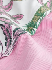 Pink Palms Rib Vest Short 100% Cotton Pyjamas Set - Image 9 of 9
