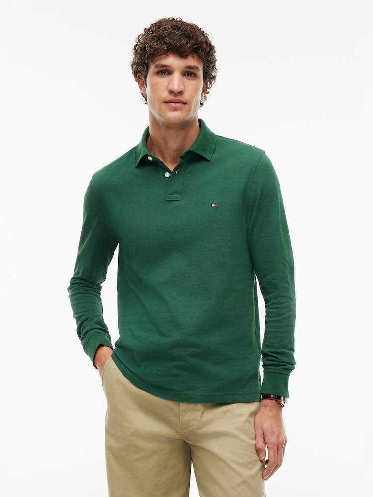 Žalia - Tommy Hilfiger 1985 įprasto kirpimo ilgomis rankovėmis polo marškinėliai - 1 paveikslėlis iš 6