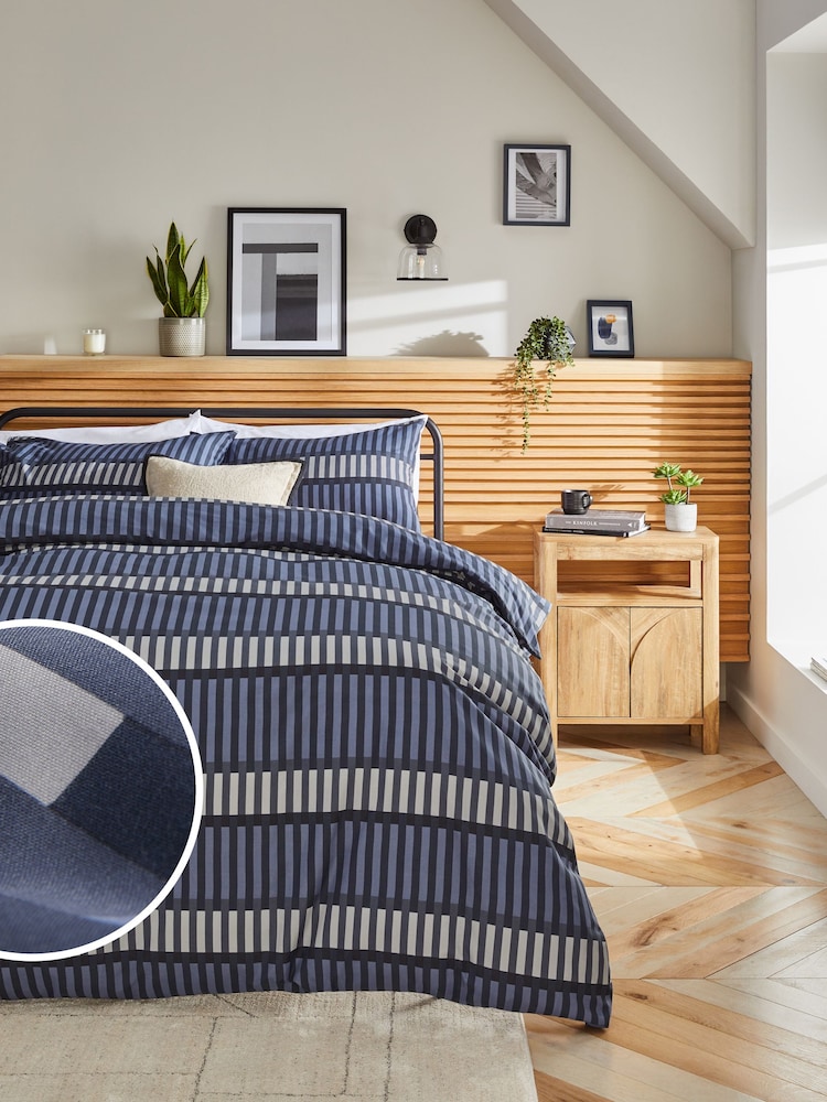 Blue Stripe Duvet Cover and Pillowcase Set - Image 1 of 4