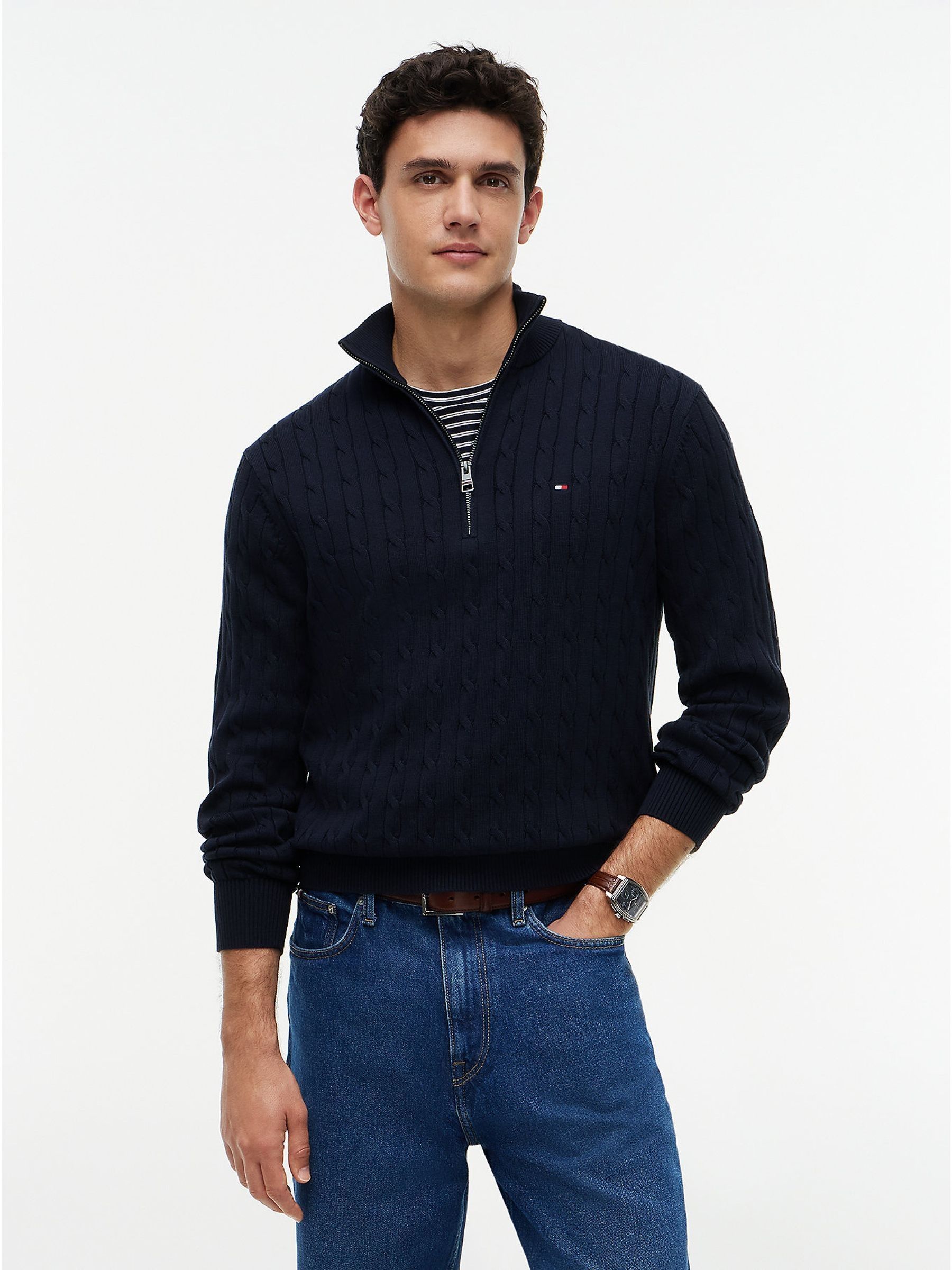Tommy Hilfiger Classic Cable Knit Half-Zip Jumper - Navy - Xl - Image 7