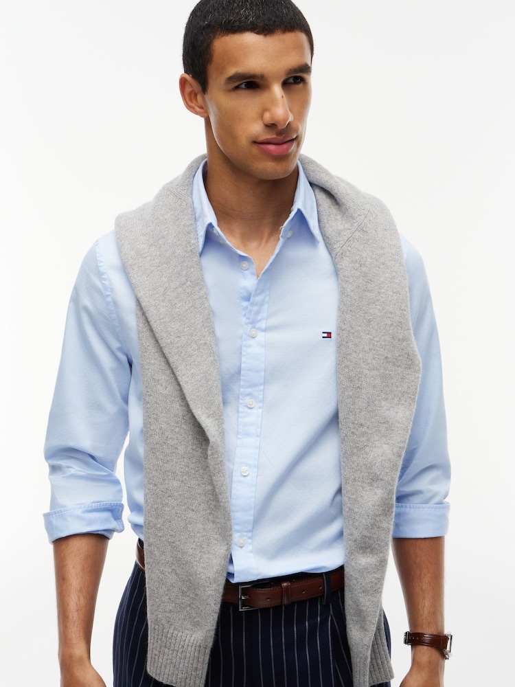 Tommy Hilfiger Blue Flex Slim Fiit Dobby Shirt - Image 2 of 5 Tommy Hilfiger Blue Flex Slim Fiit Dobby Shirt - Image 2 of 5