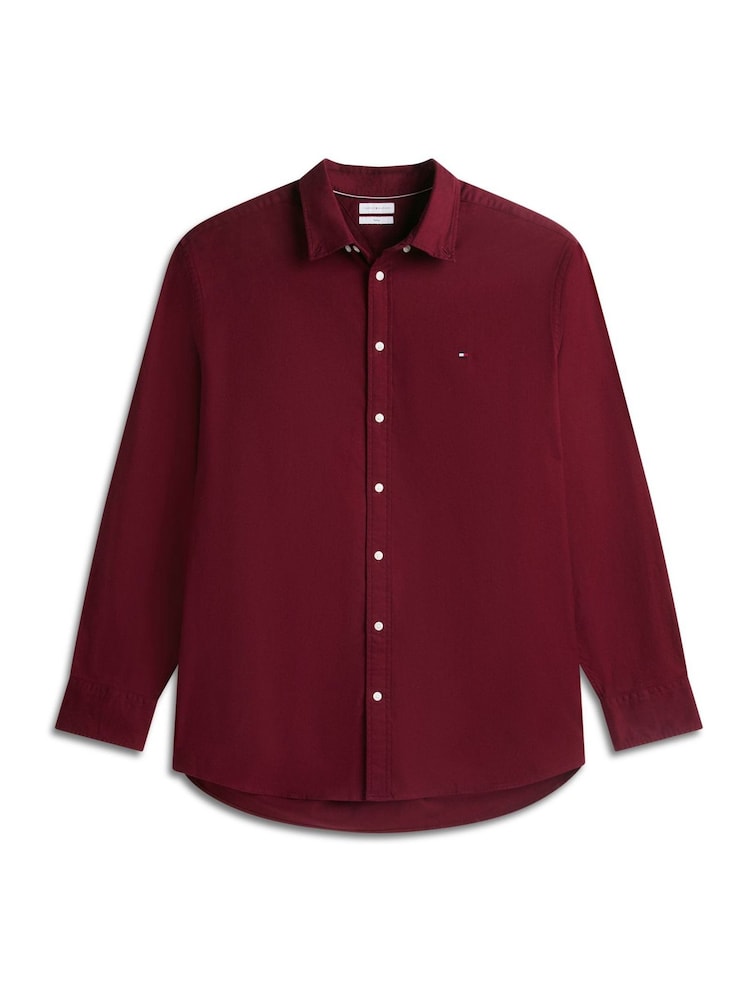 Tommy Hilfiger Burgundy Red Regular Fit Flex Flannel Shirt - Image 1 of 2 Tommy Hilfiger Burgundy Red Regular Fit Flex Flannel Shirt - Image 1 of 2