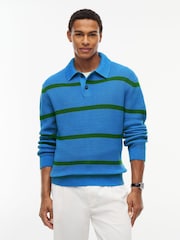 Tommy Hilfiger Blue Waffle Knit Relaxed Rugby Jumper - Image 1 of 5