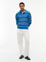 Tommy Hilfiger Blue Waffle Knit Relaxed Rugby Jumper - Image 4 of 5