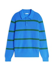 Tommy Hilfiger Blue Waffle Knit Relaxed Rugby Jumper - Image 5 of 5