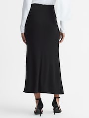 Reiss Black Eleanor High Rise Ruched Fitted Midi Skirt - Image 5 of 5