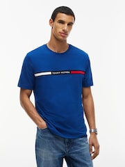 Tommy Hilfiger Blue Logo Embroidery Insert T-Shirt - Image 1 of 4