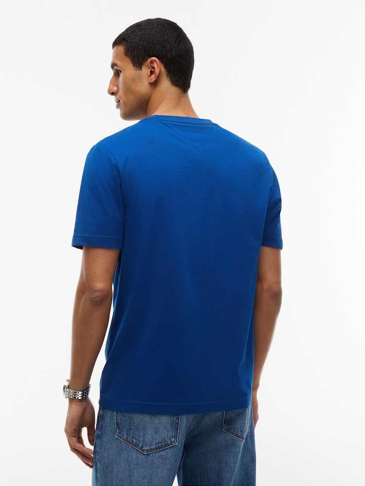 Tommy Hilfiger Blue Logo Embroidery Insert T-Shirt - Image 2 of 4 Tommy Hilfiger Blue Logo Embroidery Insert T-Shirt - Image 2 of 4