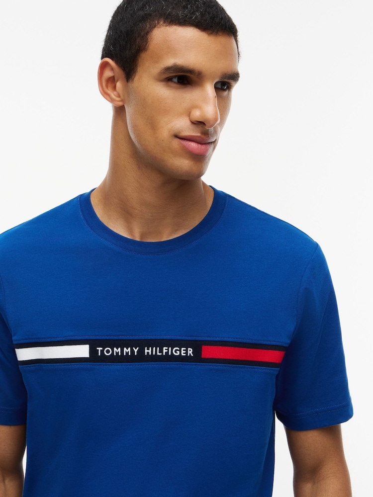 Tommy Hilfiger Blue Logo Embroidery Insert T-Shirt - Image 4 of 4 Tommy Hilfiger Blue Logo Embroidery Insert T-Shirt - Image 4 of 4