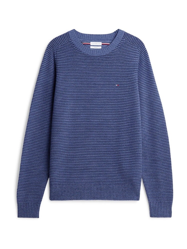 Синий - Джемпер из овечьей шерсти с круглым вырезом Tommy Hilfiger - Изображение 1 3